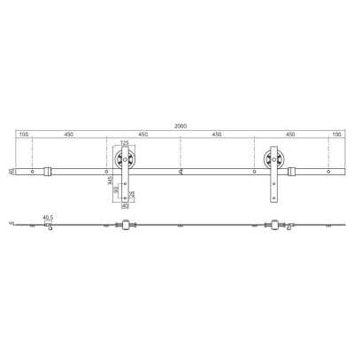 Système de rail pour porte coulissante suspendue WHEEL