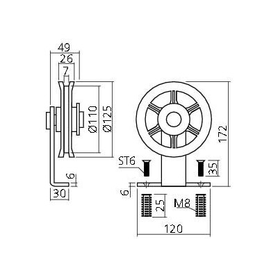Roulettes pour porte coulissante suspendue WHEEL TOP