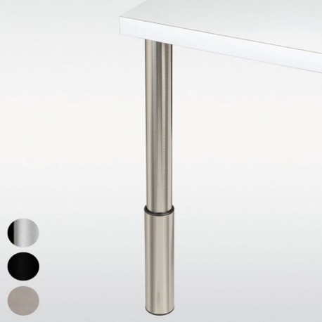 Pied de table réglable, inox, chromé ou noir, hauteur 810 à 910 mm