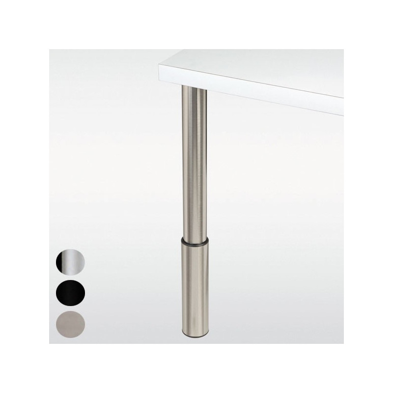 Pied de table réglable, inox, chromé ou noir, hauteur 810 à 910 mm