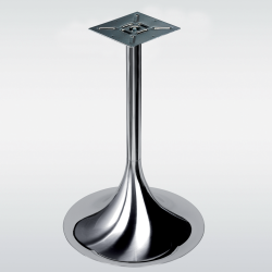 Pied de table central TULIPE rond, chromé ou inox, hauteur 730 ou 1100 mm