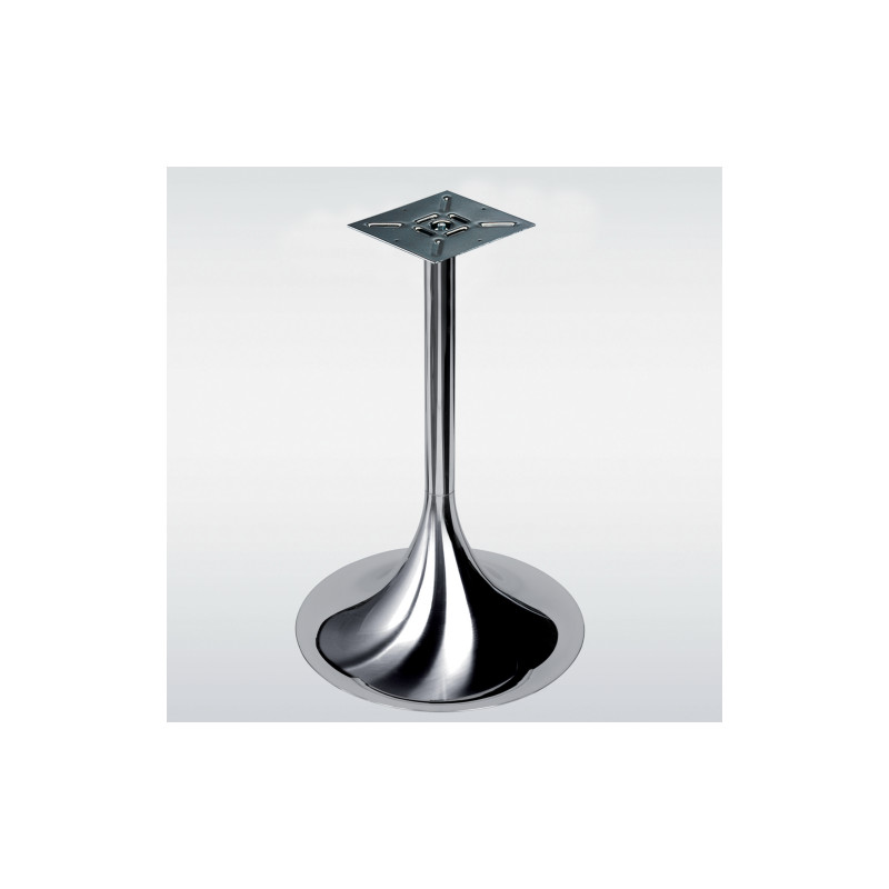 Pied de table central TULIPE rond, chromé ou inox, hauteur 730 ou 1100 mm