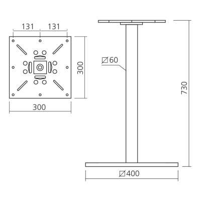 Pied de table central DOUGLAS - 730 mm