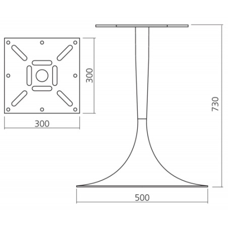 Pied de table central TULIPE rond, blanc, hauteur 740 mm