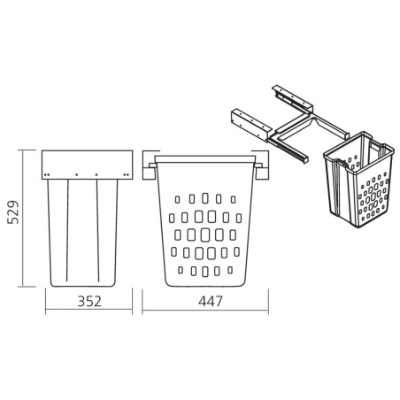 Panier à linge coulisant sous plan de travail