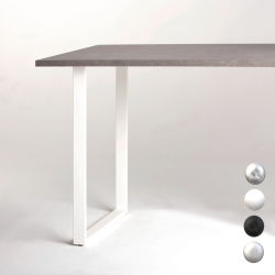 Pied de table péninsule rectangulaire blanc, noir, chromé ou look inox, 710 ou 870 mm