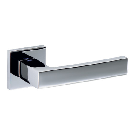 Poignée de porte ANGOLO Look Inox sur rosaces carrées