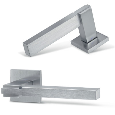 Poignée de porte d'intérieur QUADRA look inox / chromé