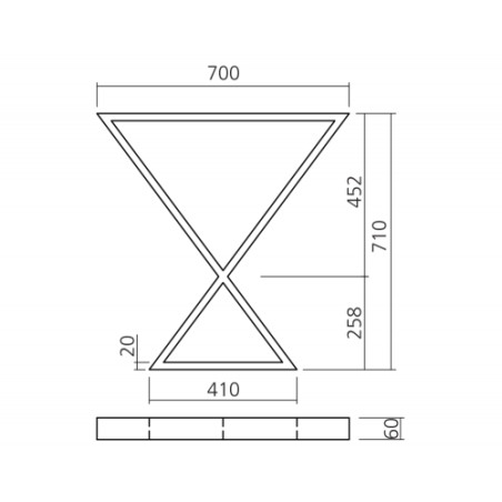 Pied de table design en X - 710 mm