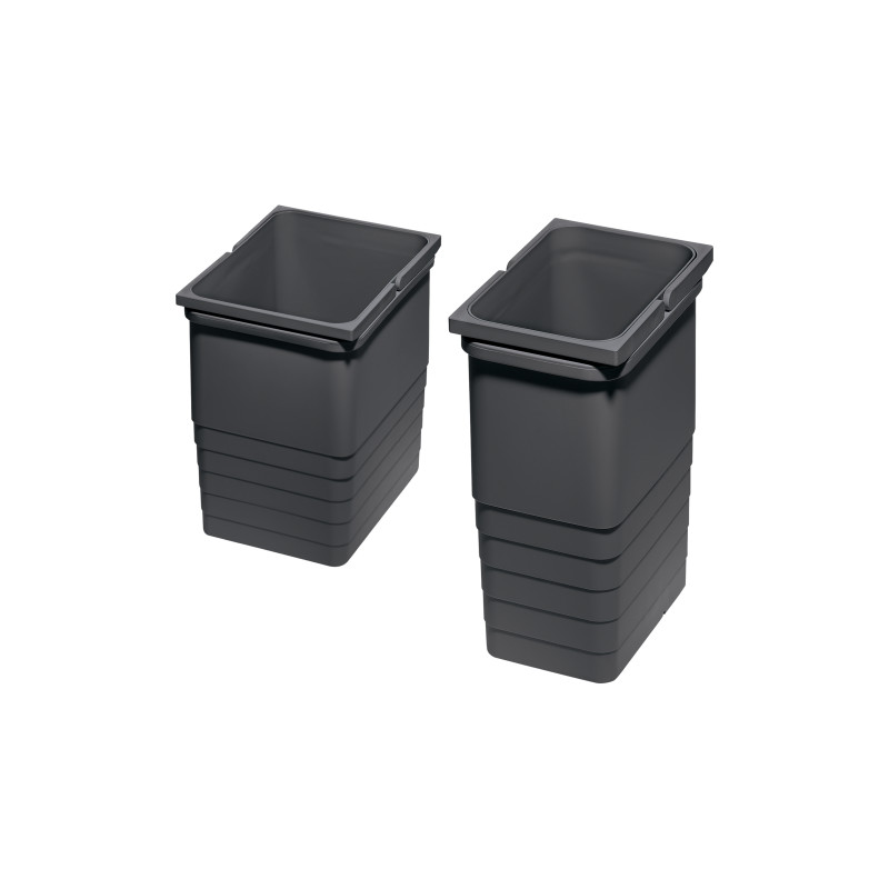 Poubelle Duo 40L Noir - 2x20L Avec Couvercle Push - Séparation Des Déchets Recyclage Facile