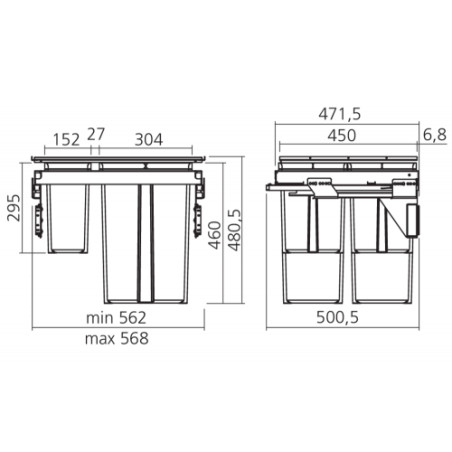 Poubelle EVO tri sélectif 74 L