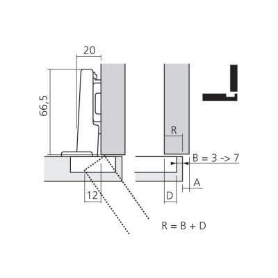Charnière Blum CLIP top 110° pour porte en applique