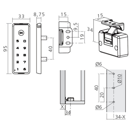 Serrure électronique à code fixe KEY-V