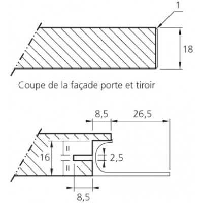 Porte de cuisine sur mesure LUNA - Poignée noire mat