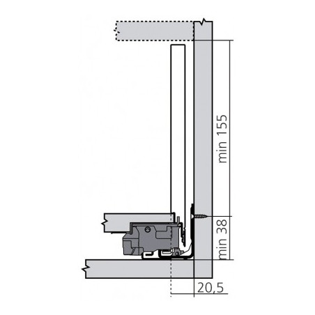 Tiroir sur mesure à l'anglaise LEGRABOX BLUM - Hauteur : 193 mm Insert en verre