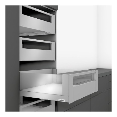 Tiroir sur mesure à l'anglaise LEGRABOX BLUM - Hauteur : 193 mm Insert en verre