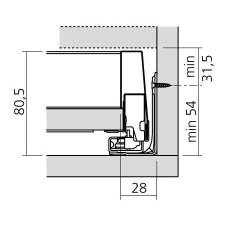 Tiroir sur mesure MERIVOBOX Blum - Hauteur : 85,5 mm