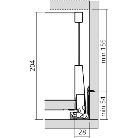 Tiroir à l'anglaise sur mesure MERIVOBOX Blum - Hauteur : 209 mm avec tube