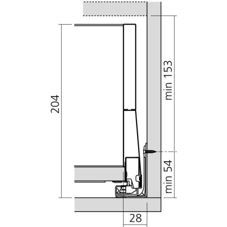 Tiroir à l'anglaise sur mesure MERIVOBOX Blum - Hauteur : 209 mm BOXCAP et tube