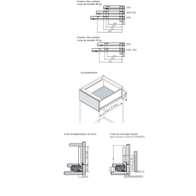 Tiroir sur mesure LEGRABOX Pure BLUM - Hauteur : 144 mm