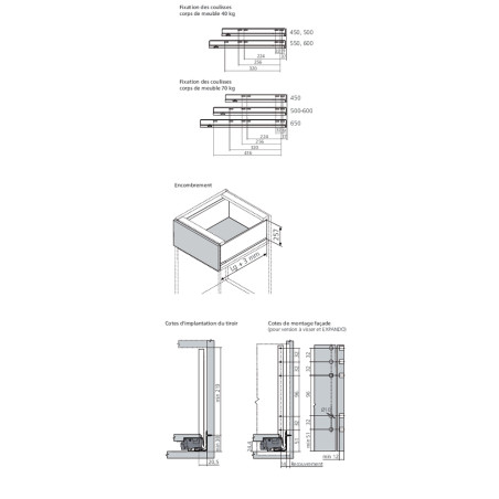 Tiroir sur mesure LEGRABOX Blum - Hauteur : 257 mm