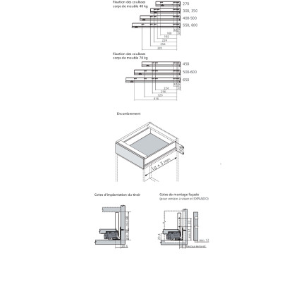 Tiroir sur mesure à l'anglaise LEGRABOX Pure Blum - Hauteur : 106 mm