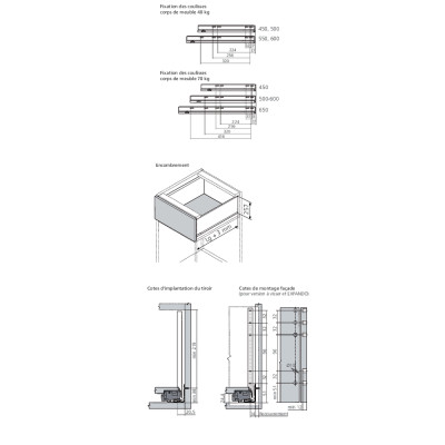 Tiroir sur mesure à l'anglaise LEGRABOX Free Blum - Hauteur : 193 mm