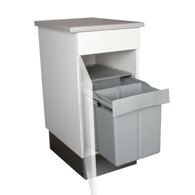 Poubelle cuisine coulissante à sortie totale 2 bacs - 42L