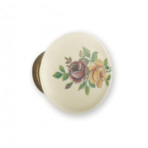 Bouton de meuble porcelaine et métal fleur