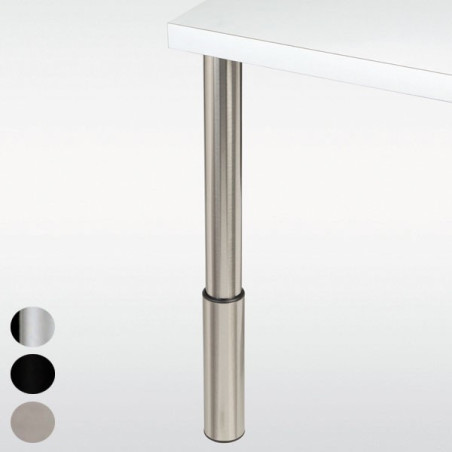 Pied de table réglable, inox, chromé ou noir, hauteur 710 à 810 mm