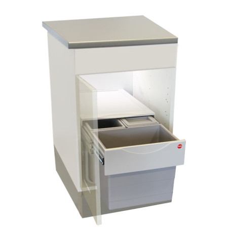 Poubelle tri sélectif coulissante 3 bacs - 35l -gris