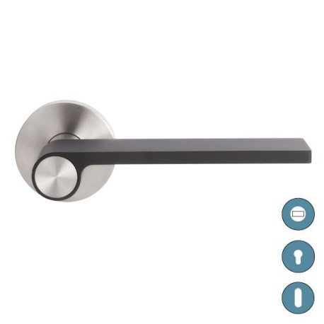 Poignée de porte OUTLINE rosace noir-inox