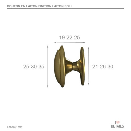 Bouton de meuble STYLE - Laiton strié