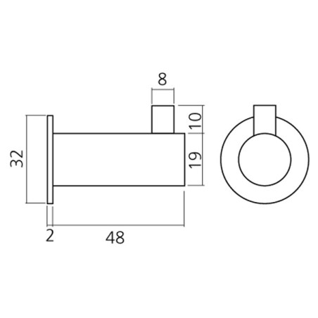 Patère ronde en inox