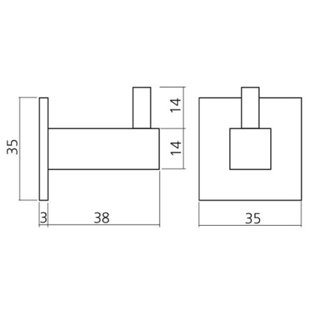 Patère carré PERCHA - Inox brossé