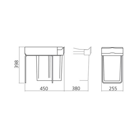 Poubelle de cuisine coulissante 1 bac - 20 L