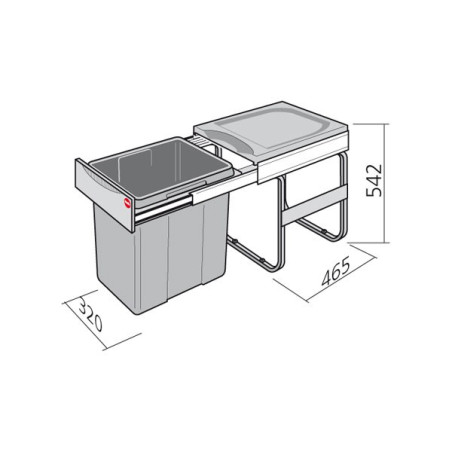 Poubelle cuisine coulissante 1 bac - 40 L