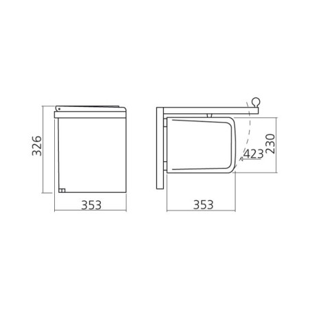 Poubelle de cuisine pivotante 1 bac 16 litres gris clair