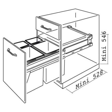 Poubelle cuisine coulissante 4 bacs - 84.5 L