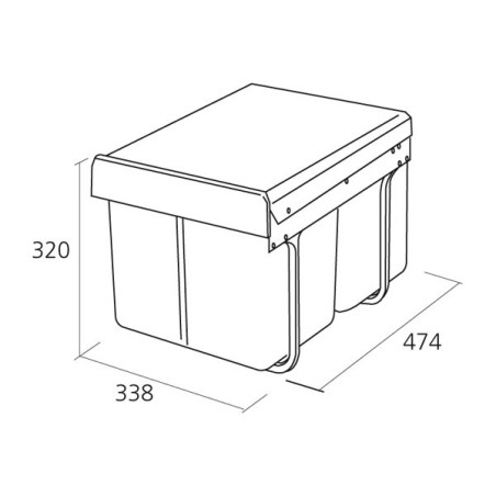 Poubelle cuisine coulissante basse 2 bacs - 30 L