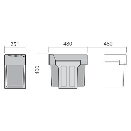 Poubelle cuisine coulissante 2 bacs - 30L