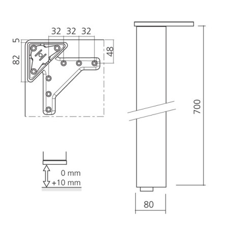 Pied de table TRIANGOLO - 700 mm