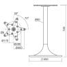Pied de table central TULIPE carré - 740 mm