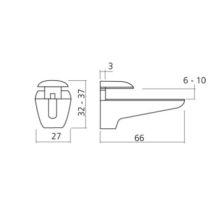 Support métal chromé pour tablette verre