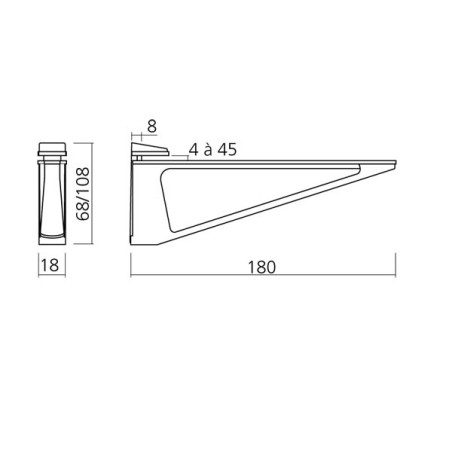 Support étagère en métal forme triangle gris ou chromé