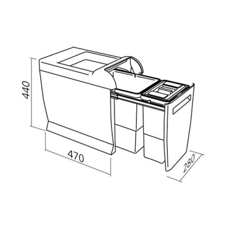 Poubelle tri sélectif avec filtre à charbon coulissante 2 bacs - 20 L