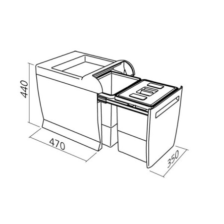 Poubelle avec filtre à charbon coulissante 2 bacs - 36 L