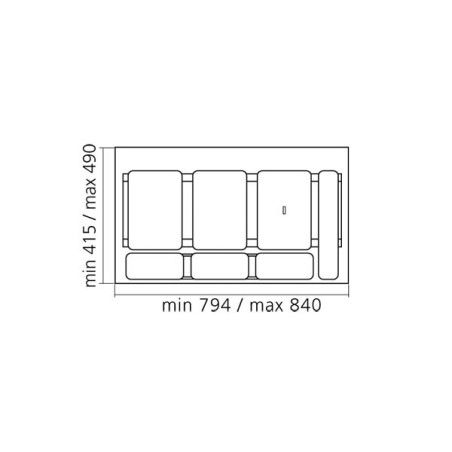 Poubelle de cuisine pour tiroirs 3 bacs - 27 L + Rangement