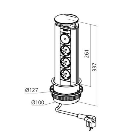 Bloc encastrable lumineux rétractable 3 prises EVOLINE