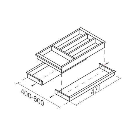 Range-couverts bois extensible pour tiroir de 400 à 600 mm